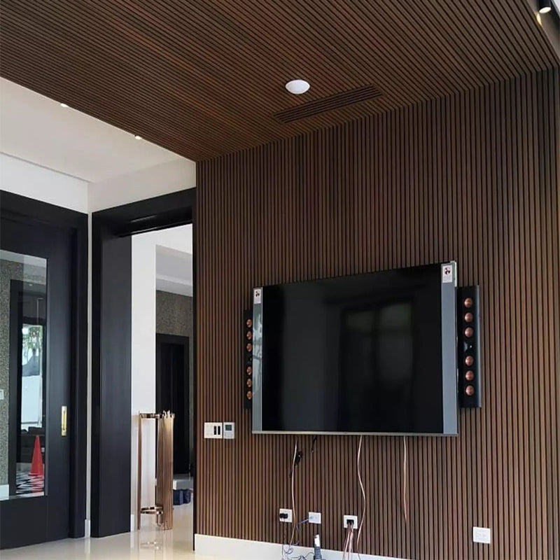 Walnut Acoustic Slat Wood Wall Panels - 100% Real Oak Finish