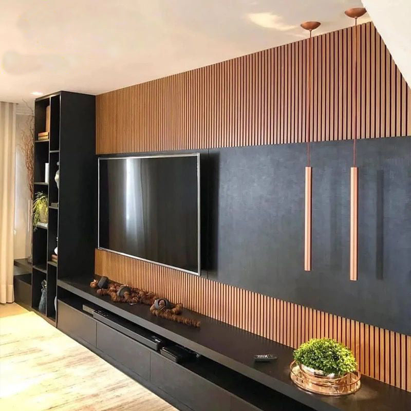 Walnut Acoustic Slat Wood Wall Panels - 100% Real Oak Finish