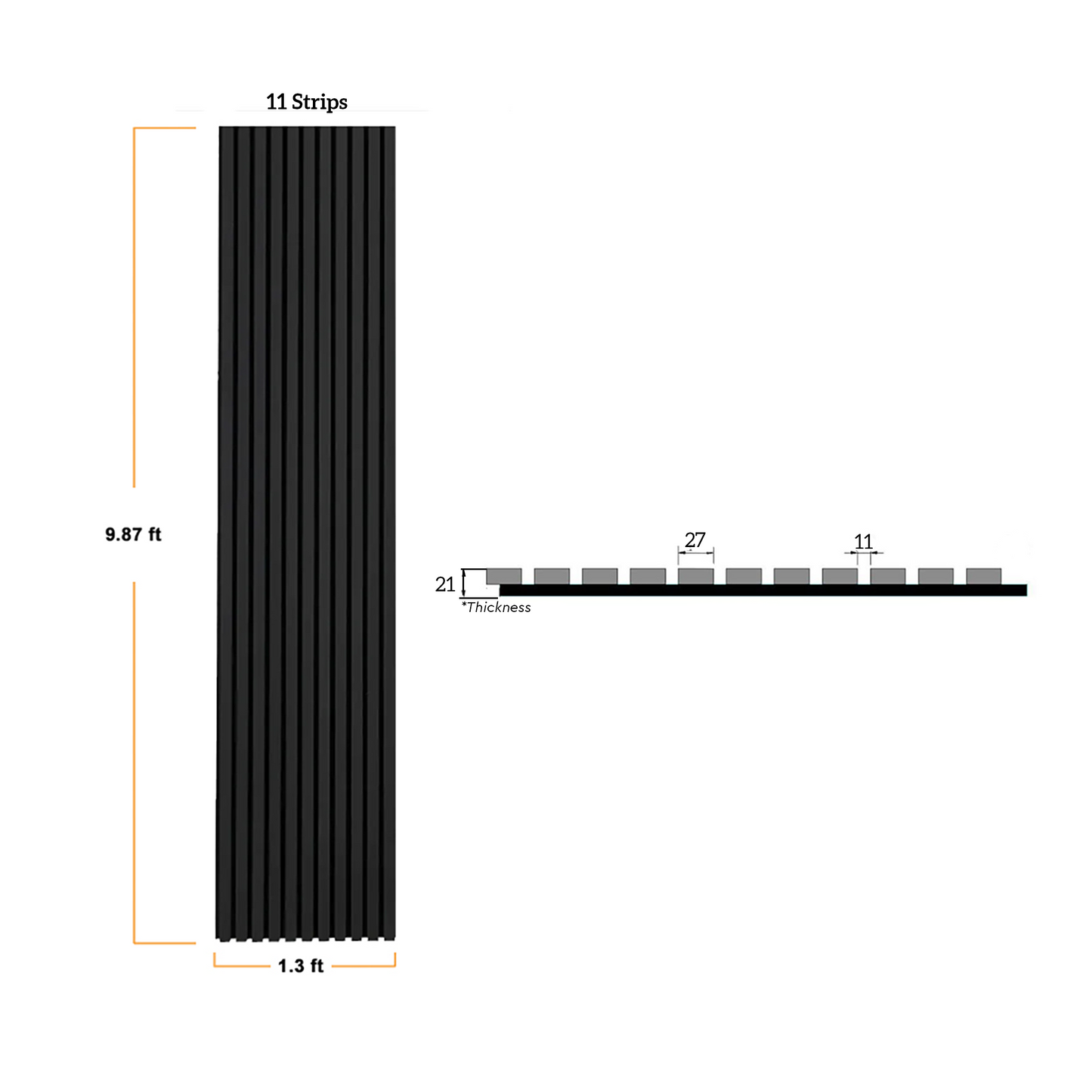 Black Acoustic Slat Wood Wall Panels - 100% Real Oak Finish