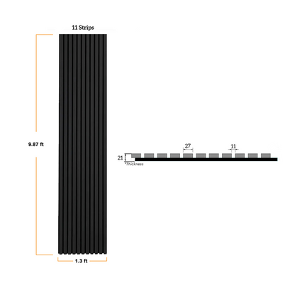 Black Acoustic Slat Wood Wall Panels - 100% Real Oak Finish