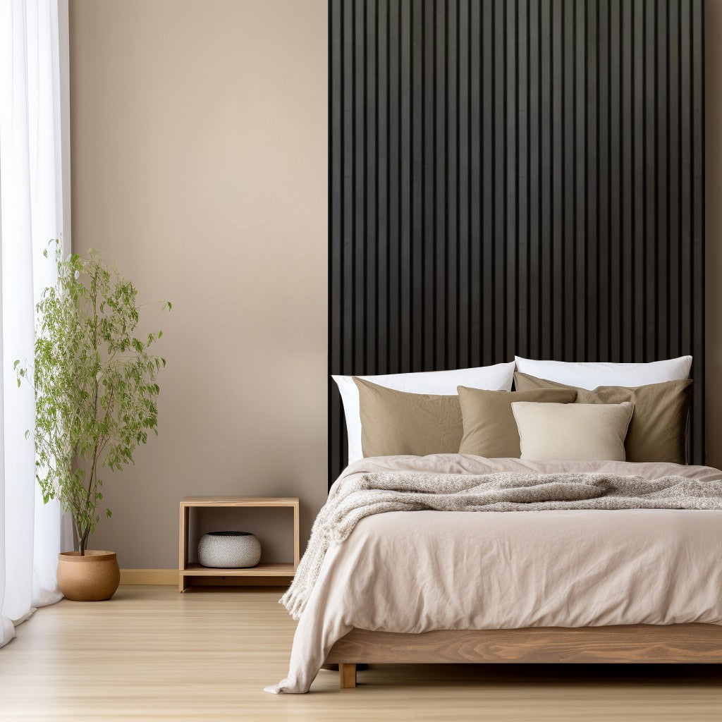 Black Acoustic Slat Wood Wall Panels - 100% Real Oak Finish