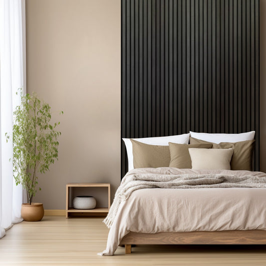 Black Acoustic Slat Wood Wall Panels - 100% Real Oak Finish