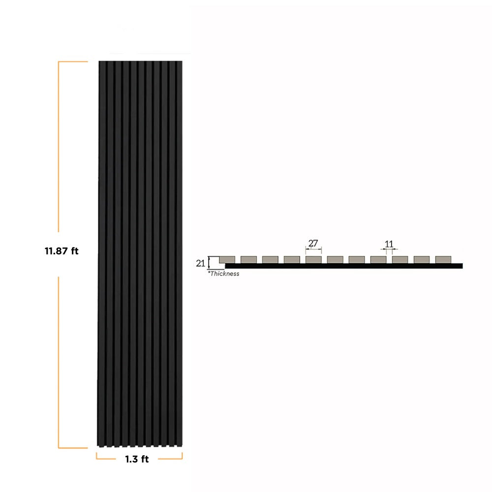 Black Acoustic Slat Wood Wall Panels - 100% Real Oak Finish
