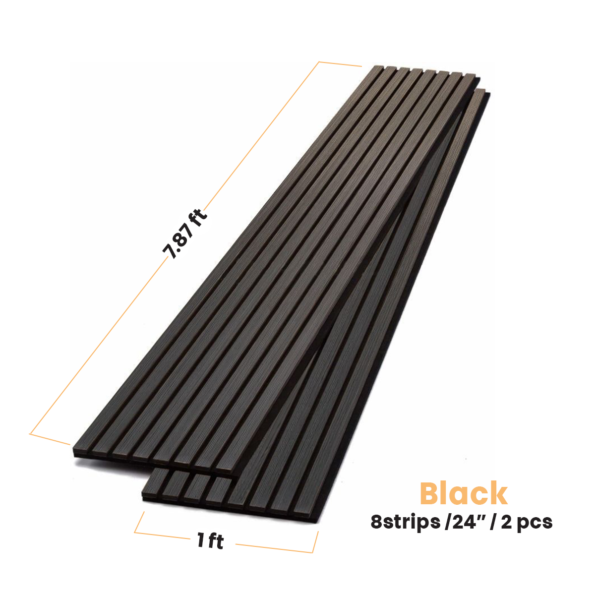 Black Acoustic Slat Wood Wall Panels - 100% Real Oak Finish