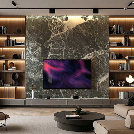 Marble Sheet - Black Aurora 8 ft (L) x 4 ft (W)