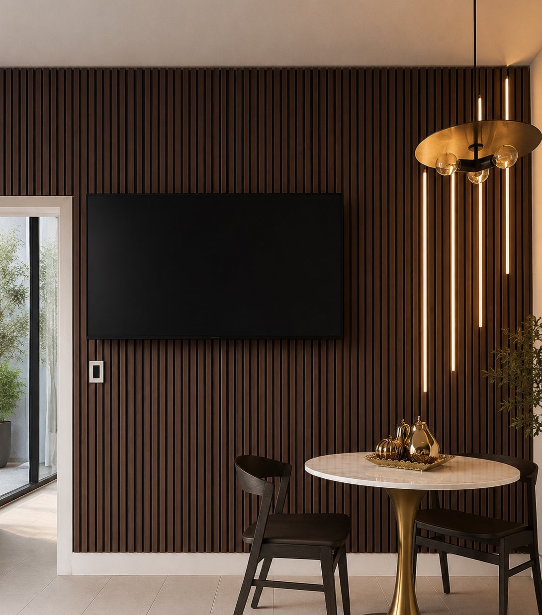 Premium 3-Sided Natural Wood Panels – Dark Walnut