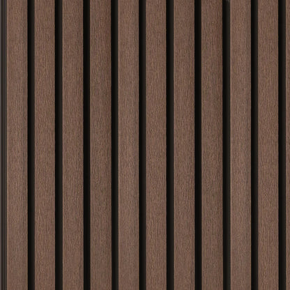 WPC Exterior Slatted Panel — 9.5 ft x 8.62 in – Dark Walnut with Black