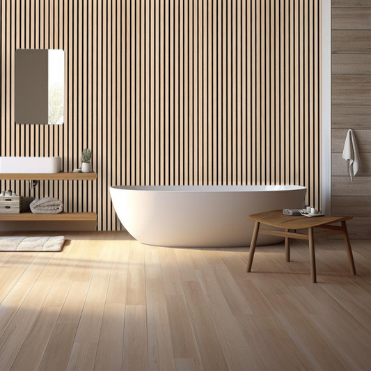 Natural Oak Acoustic Slat Wood Wall Panels - 100% Real Oak Finish