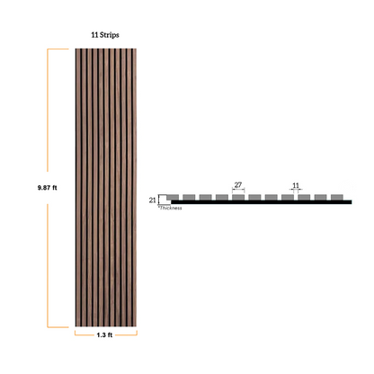 Walnut Acoustic Slat Wood Wall Panels - 100% Real Oak Finish
