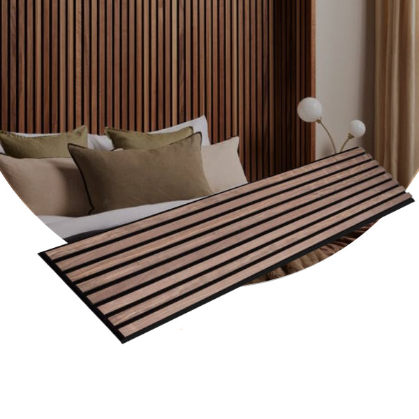 Walnut Acoustic Slat Wood Wall Panels - 100% Real Oak Finish