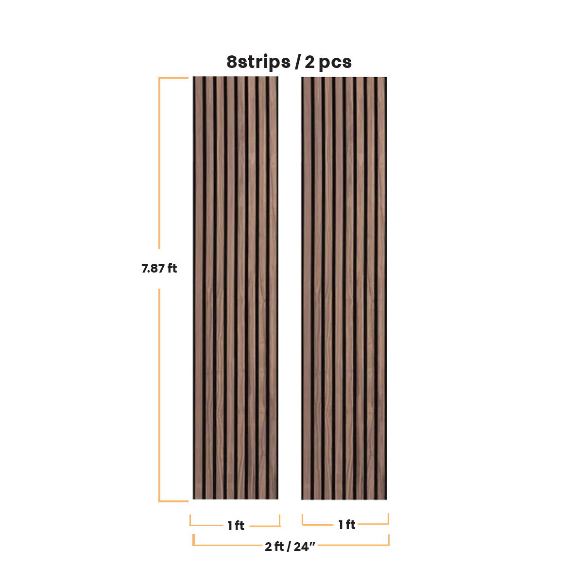 Walnut Acoustic Slat Wood Wall Panels - 100% Real Oak Finish