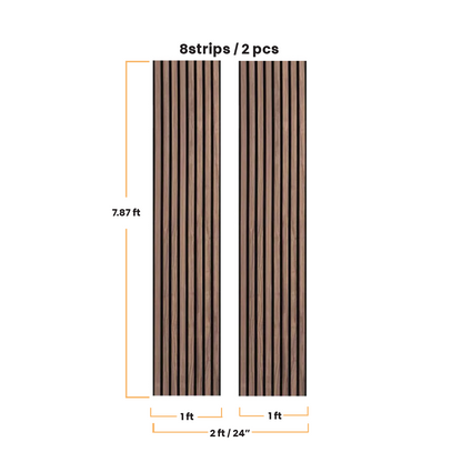Walnut Acoustic Slat Wood Wall Panels - 100% Real Oak Finish