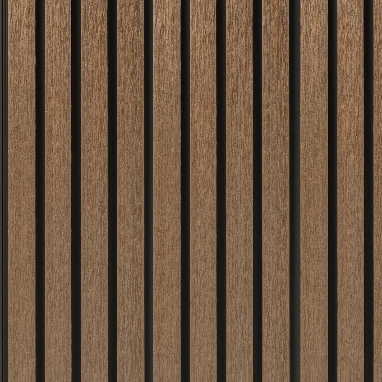 WPC Exterior Slatted Panel — 9.5 ft x 8.62 in – Light Walnut With Black