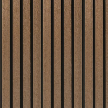 WPC Exterior Slatted Panel — 9.5 ft x 8.62 in – Light Walnut With Black